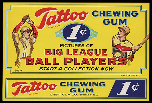 1933 R305 Tattoo Orbit Baseball Cards